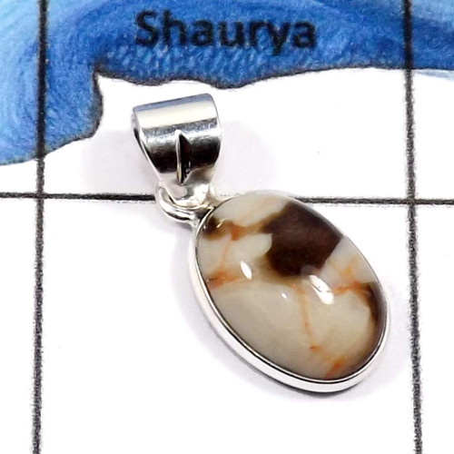 Peanut Wood D - BPS835-Natural Cabochon Gemstones Wholesale Bezel Pendants 925 Sterling Silver